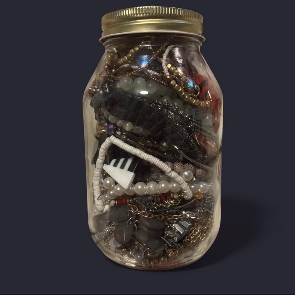 random Assorted Jewelry in Glass Jar
